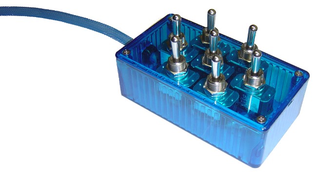 AVSARC-T7-BU Blue 7 switch box with Carling switches 4.75"x2.5"x1.5"