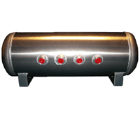 LRD-5 Gallon Aluminum Air Tank (4) 1/2" ports 25"L X 8"D X 10"H **4 ports on face** PN 111195