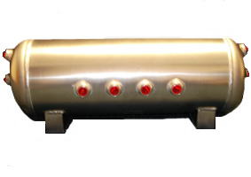 LRD-5 Gallon Aluminum Air Tank (7) 1/2" ports 25"L x 8"D x 10H ** (4) 1/2" ports on face (1) 1/2" ports on each end and bottom ** PN 111319 DOT APPROVED
