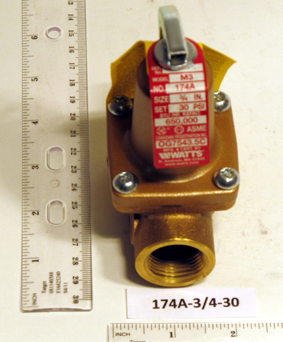In Stock Watts Regulator 174A3/430 Relief Valve 3/4 30 PSI 650k BTU