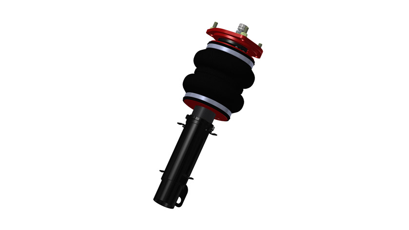 AIR-75524 30-Level Adjustable Damping Proprietary Bolt-in Camber Plates Threaded, Adjustable Lower Strut Mounts High Performance Monotube Struts High Quality Spherical Ball Upper Mounts Double Bellows Progressive Rate Springs Braided Stainless Steel Leader Air Hoses