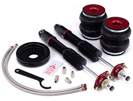 AIR-75673 BMW E30 Platform Rear Kit Fits the following BMW 3-Series (E30) ALL MODELS with 51mm dia. front struts (except 325ix) 1982-1993 Compact double bellows air spring in factory coil location. 30-level damping adjustable, monotube, threaded body shock with independent height adjustment. Black chromed shock body. Bright red accents. Includes both and 3/8" PTC fittings.