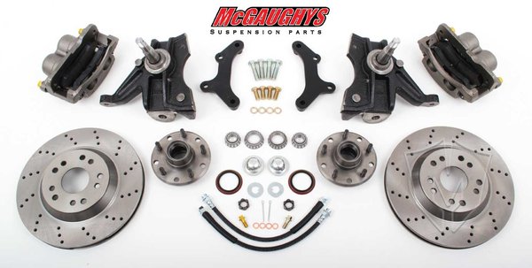 MCG63150 1963-70 C-1013 Front Disc Kit w/2.5 Spindles **cross drilled** (5 on 4.75 ) (must use 17 + rims)