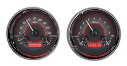 DAKVHX-1014-C-R Dual Round Universal VHX System Carbon Fiber Style Face Red Display