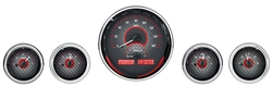 DAKVHX-1015-C-R Five-Gauge Round Universal VHX System Carbon Fiber Style Face Red Display
