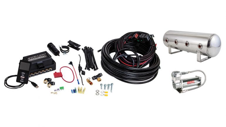 Air Lift Performance 3P System - 1/4", 2.5Gal 5-Port Polished Air Tank, 444C Compressor (27781)