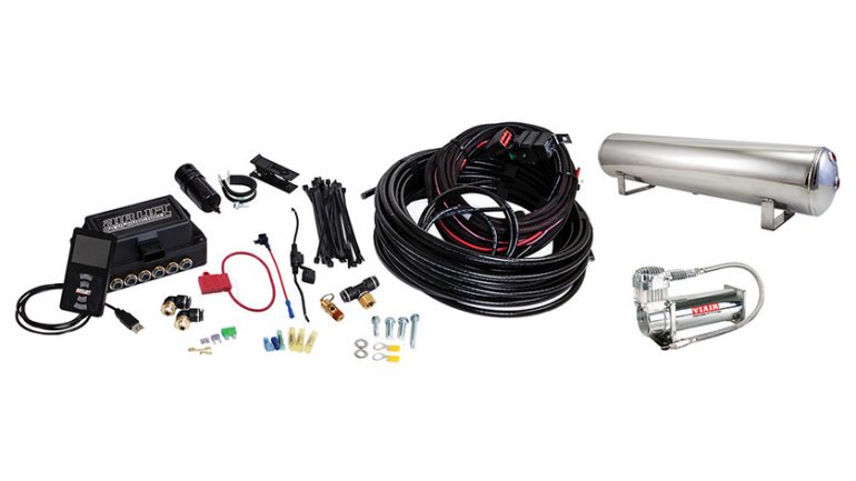 Air Lift Performance 3P System - 3/8", 4Gal 5-Port Polished Air Tank, 444C Compressor (27787)