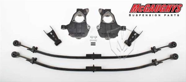 MCG34300 2016 1/2 GM 1500 Truck (all cabs) (2WD & Non-Air Factory Shocks Only) 2/4 Deluxe Drop Kit (Spindles Leaf Springs Shackles) Truck must have factory boxed steel a-arms & HD ball joints (AVV code).