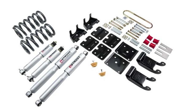 BEL769SP 95-02 Chevrolet Astro/Safari (2WD with Factory Steel Leaf) 2.5 F/3.5 R drop W/ Street Performance Shocks